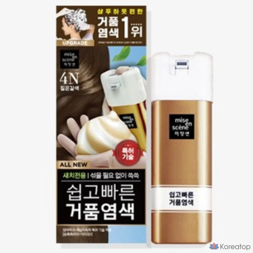 Краска для пены Mise en Scene Easy and Fast, 40 г, 4N (темно-коричневый), 1 шт.