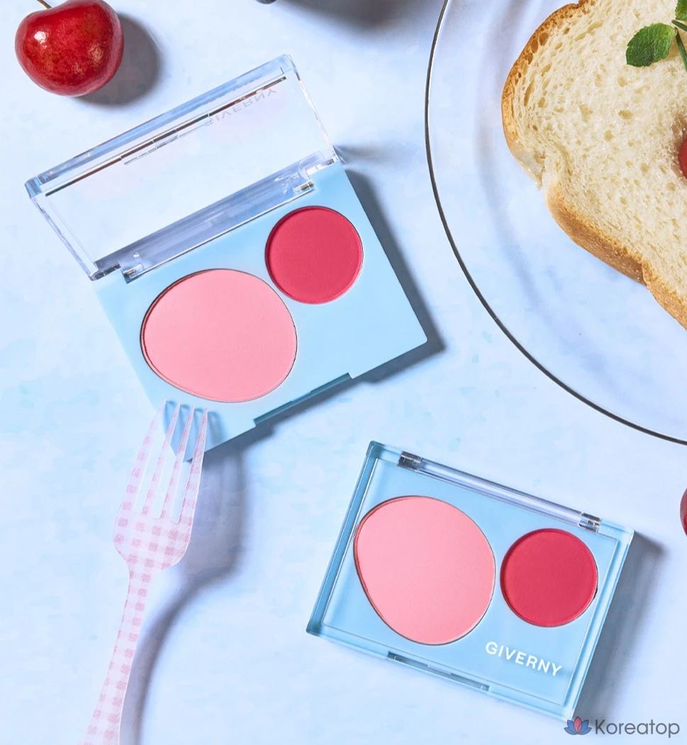 Румяна Giverny Fluffy Dual Blusher 7,4 г, оттенок Cherry Pop, 1 шт., фото 5