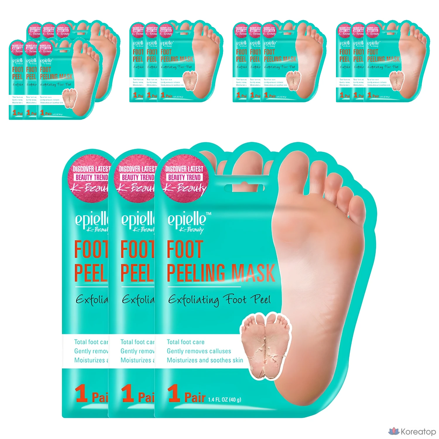 Набор из 2 отшелушивающих масок для ног Epielle, 18 листов, 40 г.