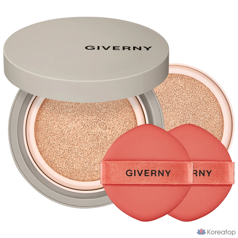 Набор тональной основы Giverny Close-Fit Matte Cushion Foundation (12 г) + сменный блок (12 г), оттенок 21NW Light Beige, 1 шт.