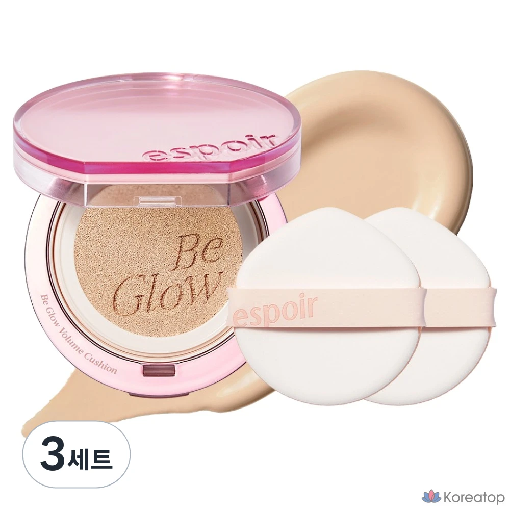 Набор из 3 тюбиков тональной основы Espoir Biglow Volume Cushion Foundation, 13 г + спонж Puff, № 21, цвет слоновой кости.