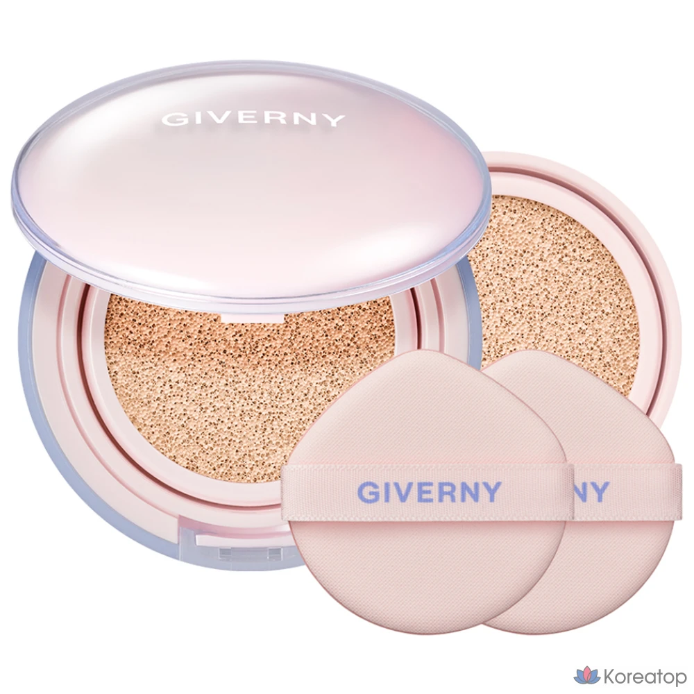 Тональный крем Giverny Dewy Glassy Cushion Foundation (основной продукт + сменный блок), 13 г, цвет 17C Porcelain, 1 шт.