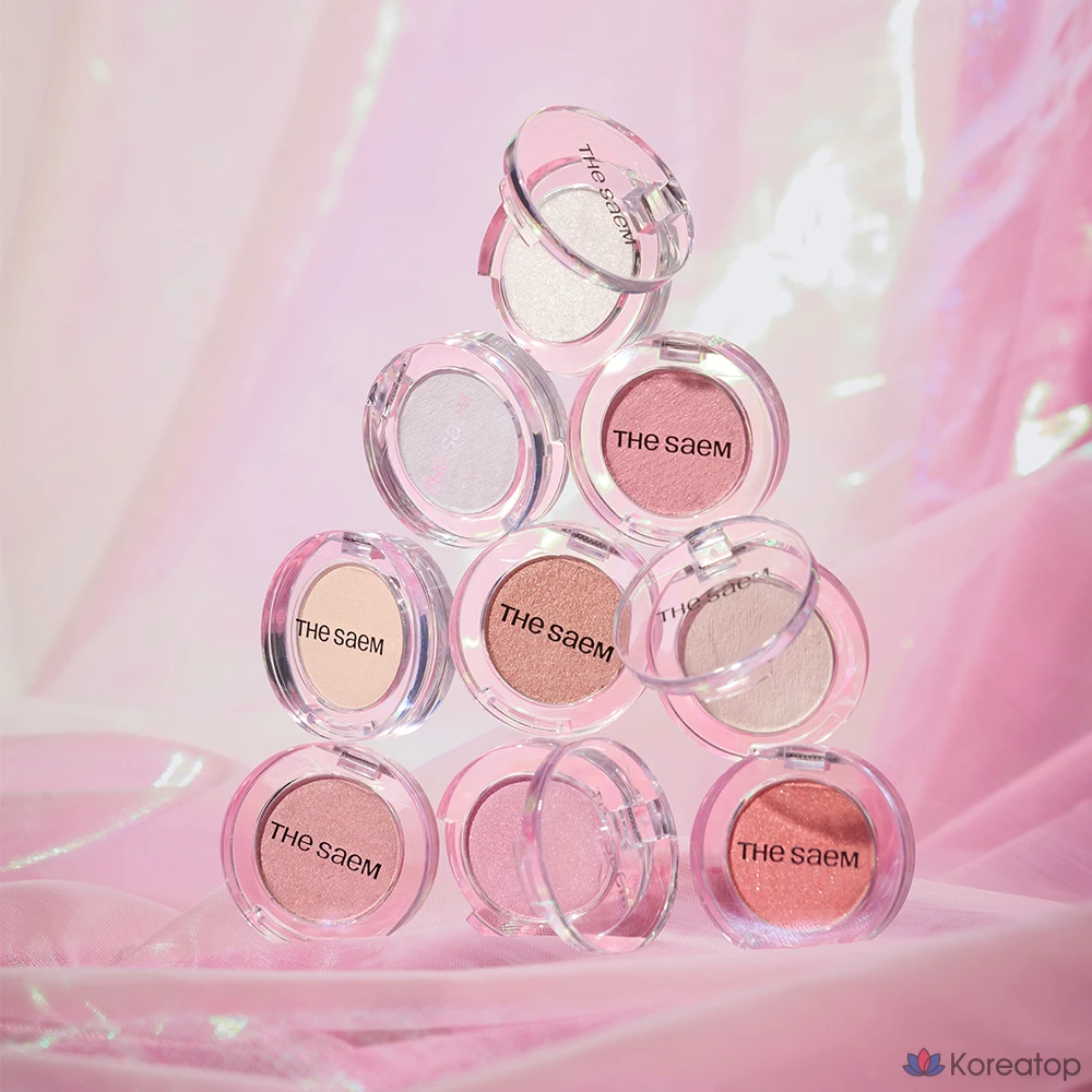 Однотонные мерцающие тени для век The Saem Saemmul Single Shimmer Shadow, CR01 Ipdeokju Pomelo, 1 шт., фото 5