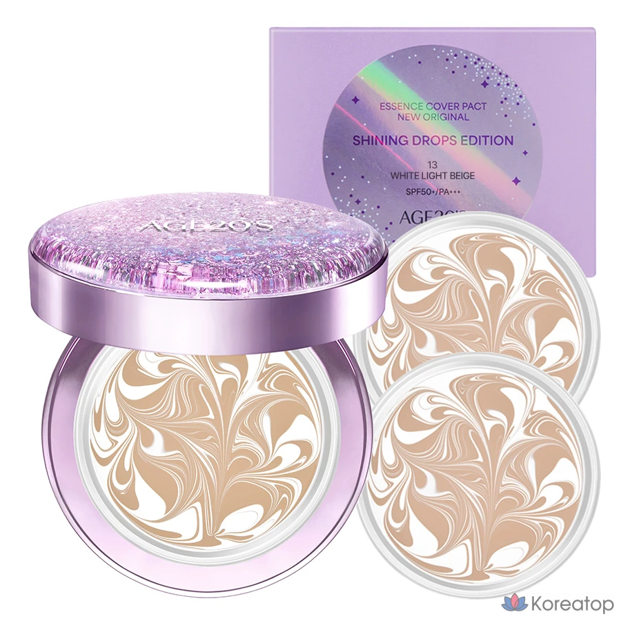 Эссенция Shining Drops Edition Essence Cover Pact Purple, 12,5 г + 2 сменных блока, № 13, белый светло-бежевый, 1 шт.