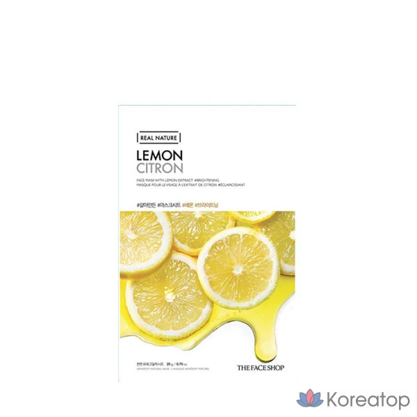 Лимонная тканевая маска для лица The Face Shop, 20 г, 1 упаковка, 1 шт.