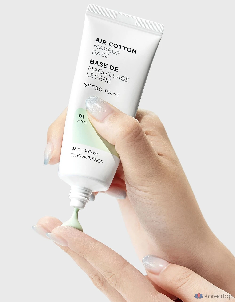 База под макияж The Face Shop Air Cotton Makeup Base, оттенок Mint, 35 г, 1 шт.