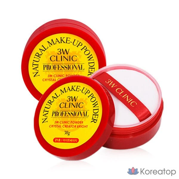 Натуральная пудра для макияжа 3W Clinic, 30 г, светло-бежевый цвет, 1 шт.