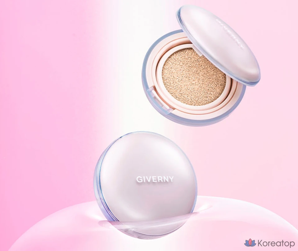 Тональный крем Giverny Dewy Glassy Cushion Foundation (основной продукт + сменный блок), 13 г, цвет 17C Porcelain, 1 шт., фото 4