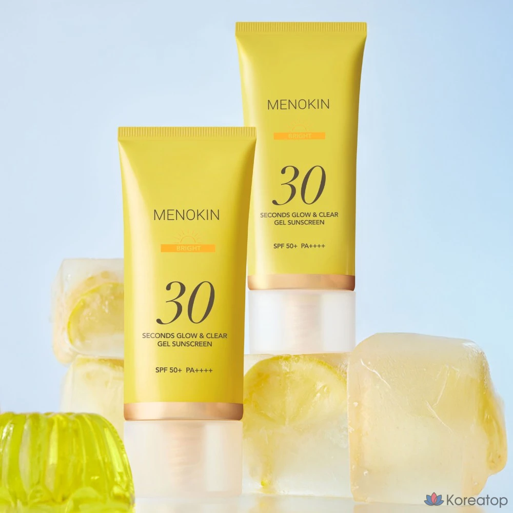 Menokine 30-Second Glow & Clear Gel Sunscreen Bright SPF50+ PA++++, 1 шт., 50 мл