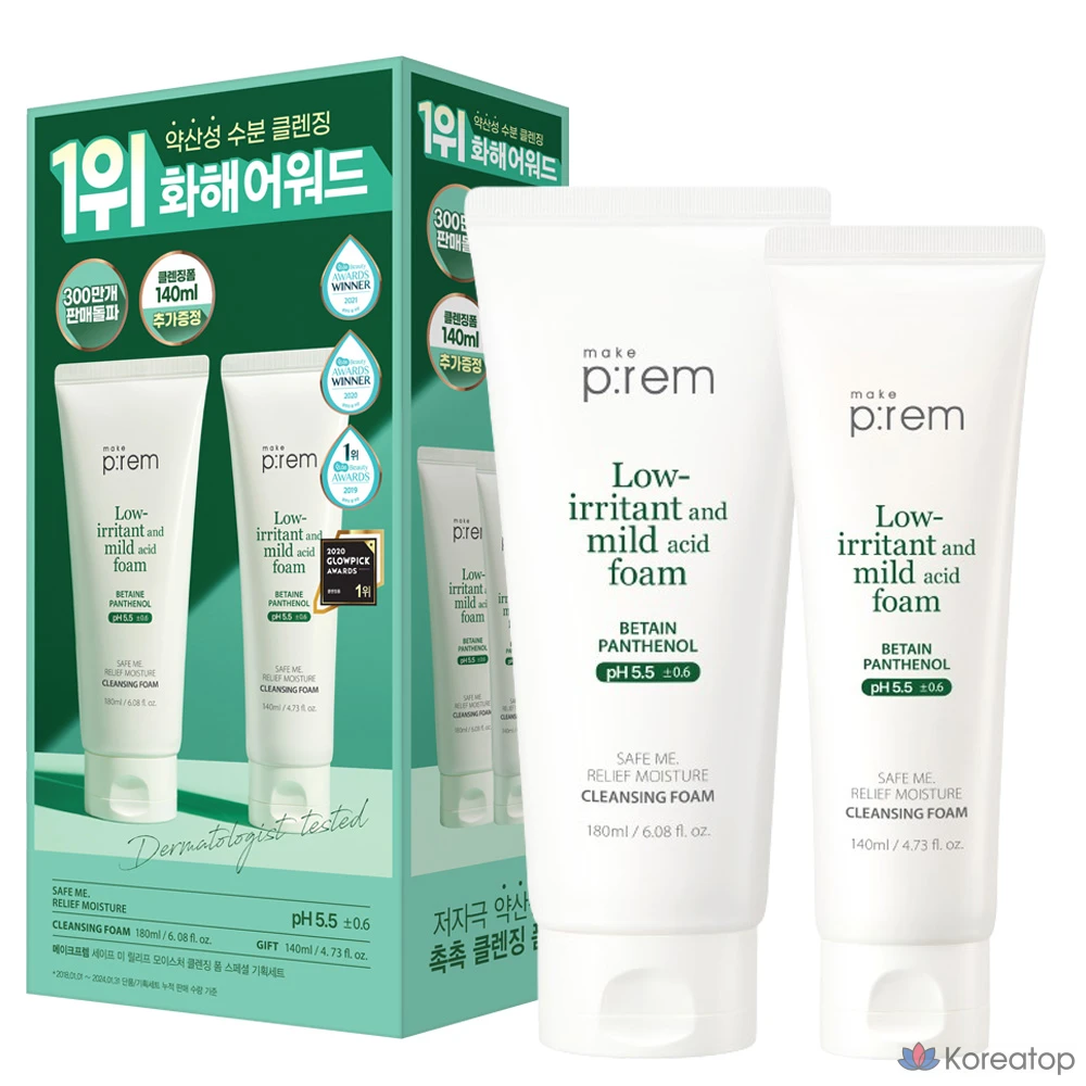 Makeprem Safe Me Relief Moisture Cleansing Foam 180 мл + 140 мл, 320 мл, 1 шт.