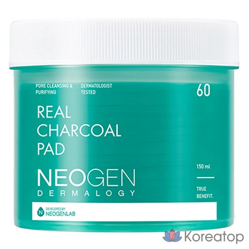 Угольная подушечка Neogen Real Charcoal, 60 листов, 1 упаковка