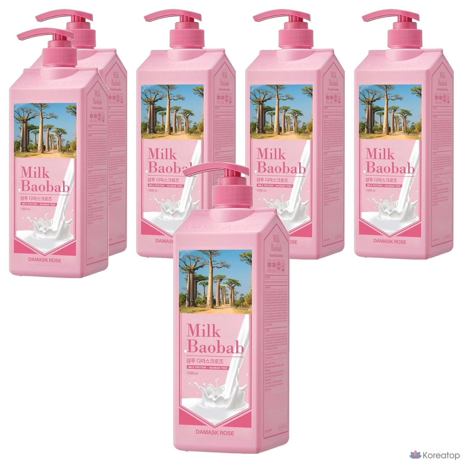 Шампунь Milk Baobab с ароматом дамасской розы, 1 л, упаковка из 6 штук.