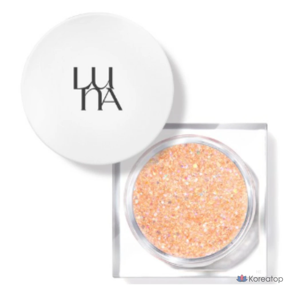 Luna Glitter Lighting Up Formula Pot, 09 Little Pleasure (прозрачная золотисто-коралловая основа), 1 шт.