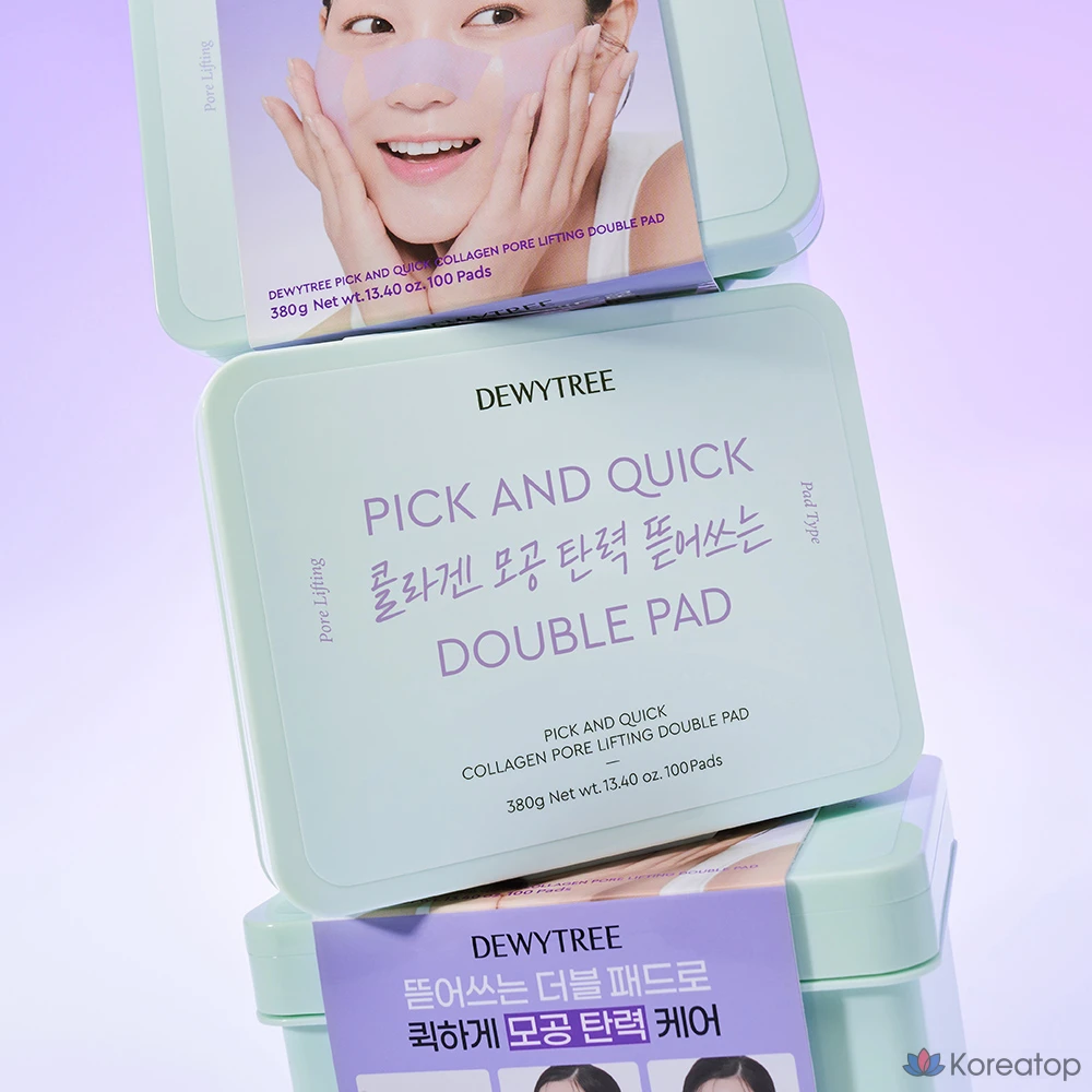 Dewytree Pick &amp; Quick Collagen Pore Elasticity Peeling Double Pad, 380g, 1 шт., 100 шт.
