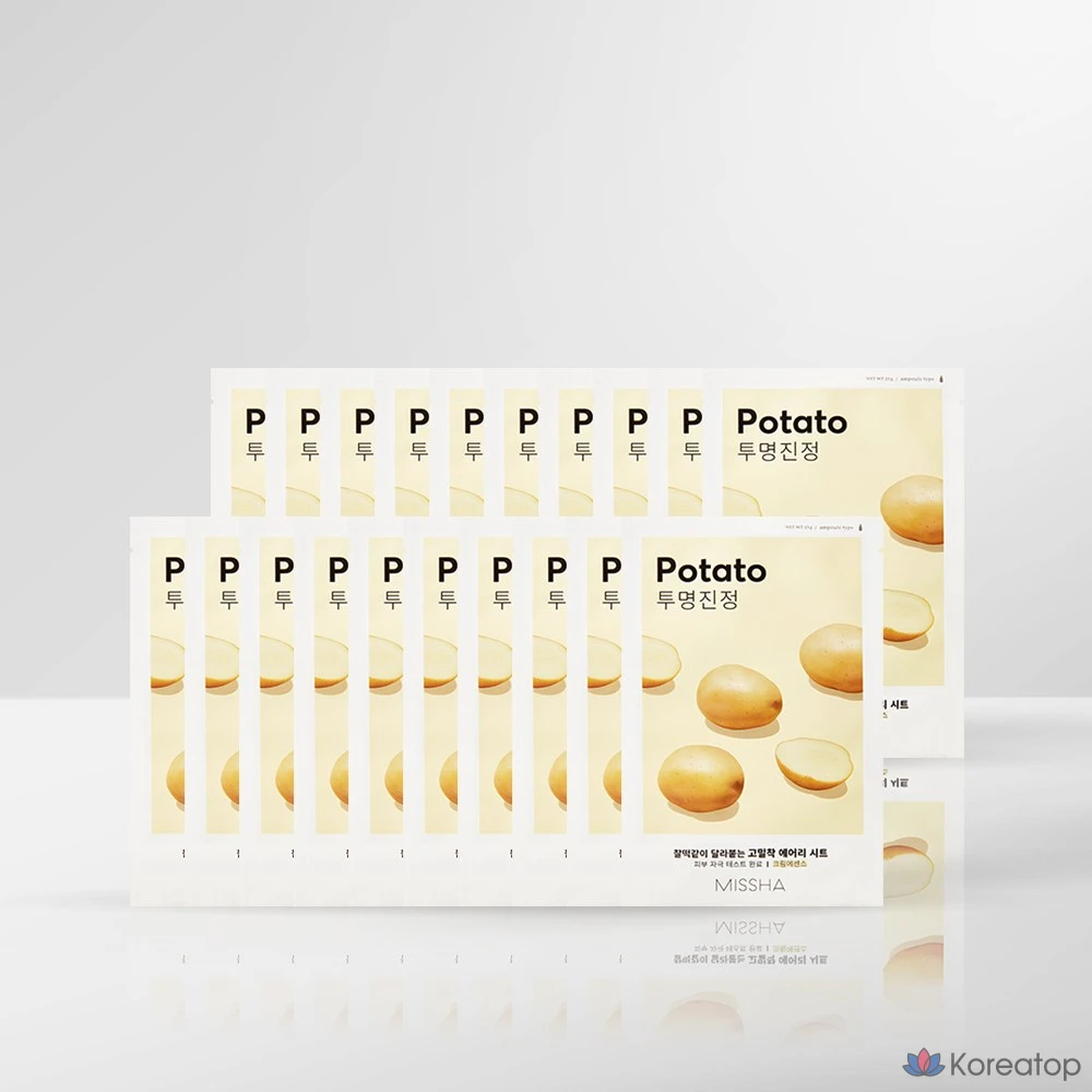 Набор из 20 воздушных плотно прилегающих тканевых масок MISSHA 10+10 (картофельный цвет).