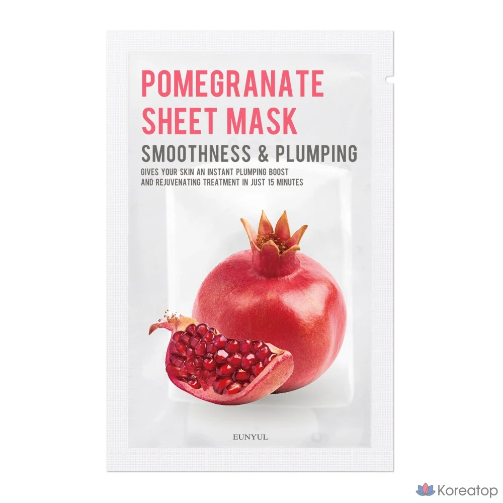 Набор масок для лица Eunyul Purity с гранатом, 10 штук, 1 упаковка.
