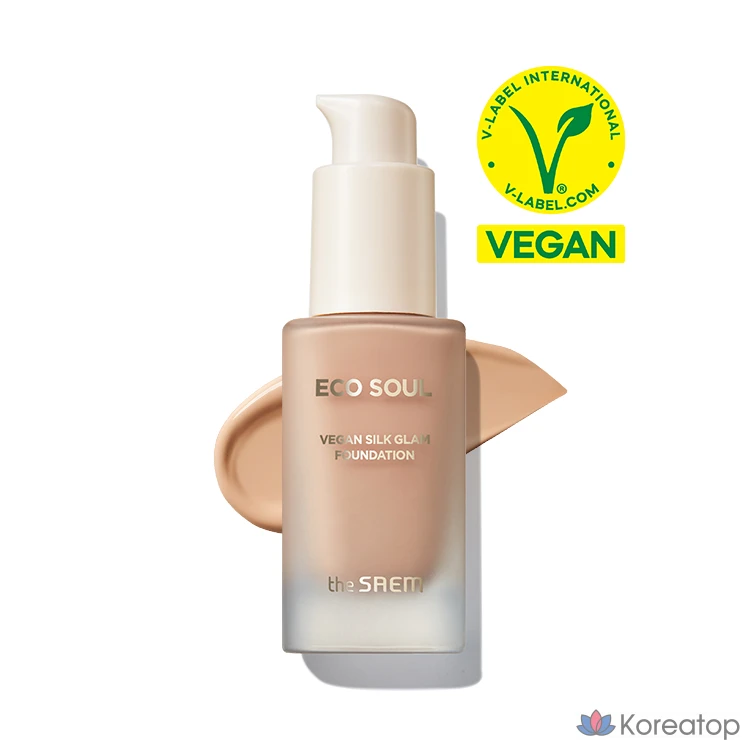 Тональный крем The Saem Vegan Soul Vegan Silk Glam Foundation, 30 мл, 1 шт., № 23 Натуральный бежевый.