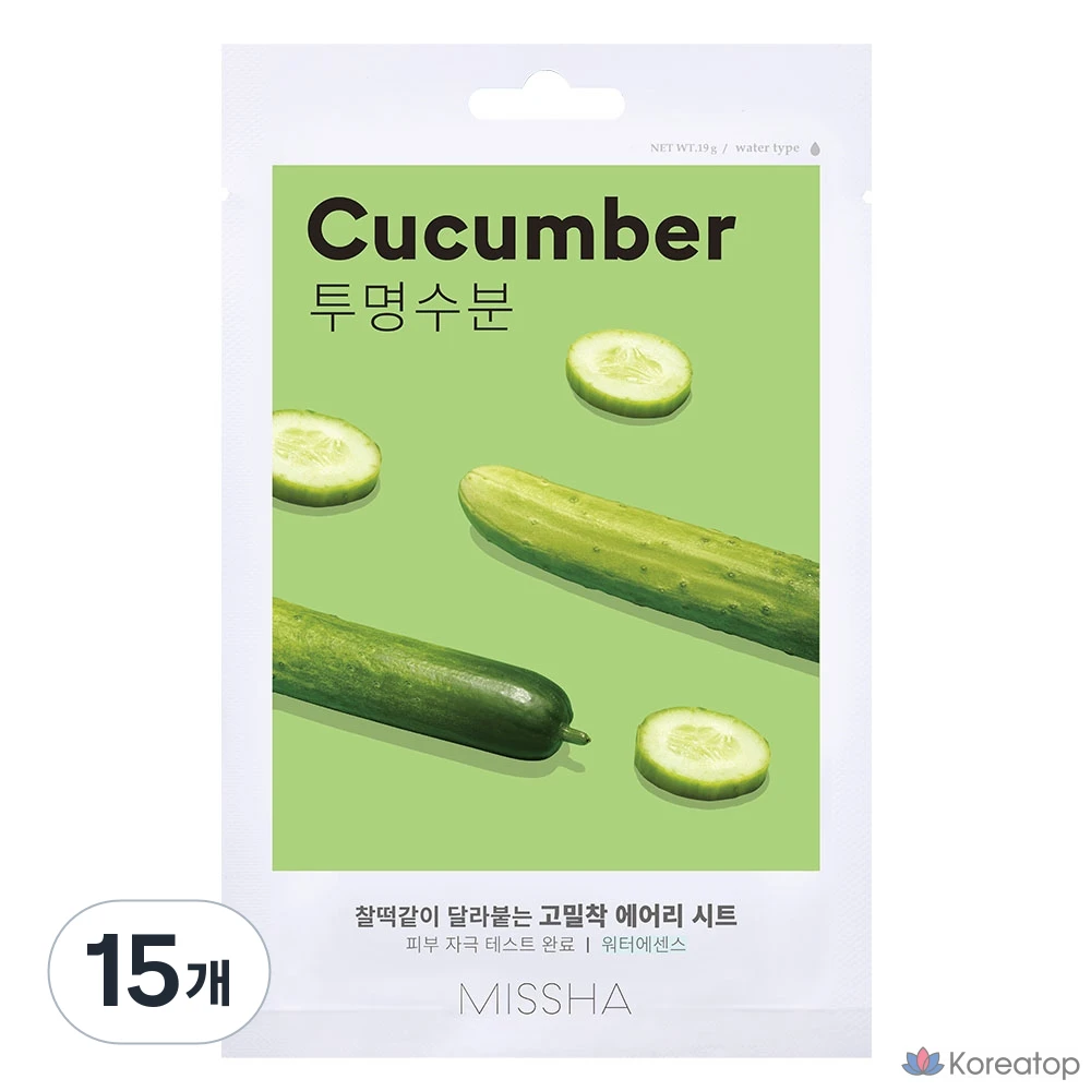 Тканевая маска для лица Missha Airy Fit Sheet Mask Cucumber, 15 шт.