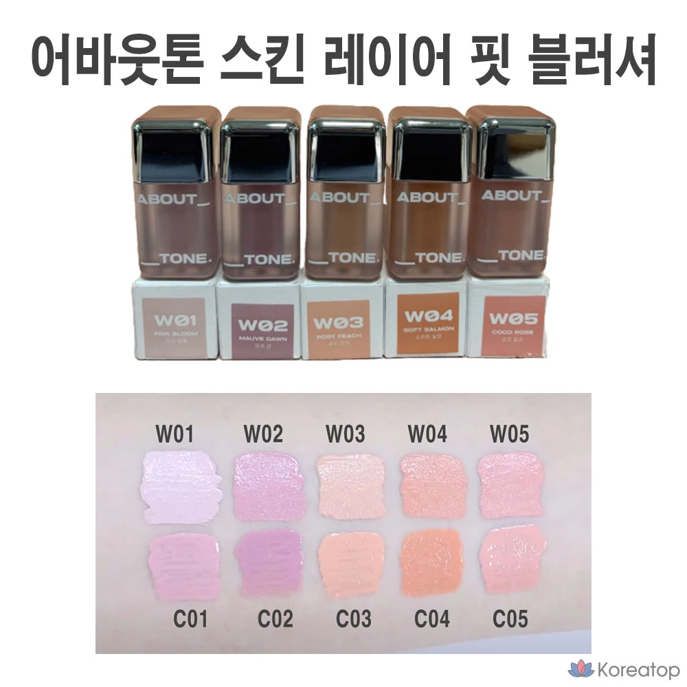 Румяна ABOUT TONE Skin Layer Fit Blusher, 1 шт., W03 Posy Peach