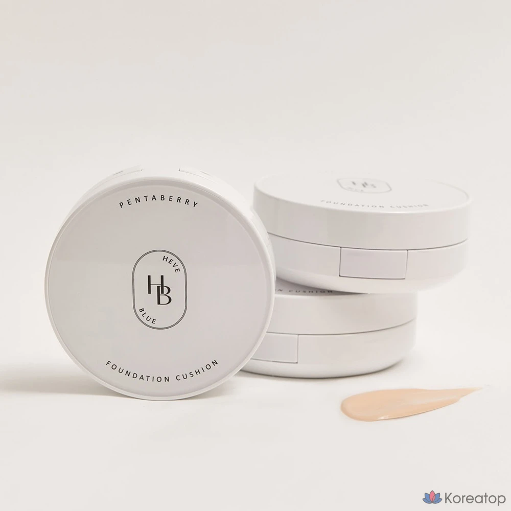 Тональный крем-кушон HEVEBLUE Pentaberry Panthenol Repair Glow Foundation Cushion, № 17-21 Vanilla, 1 шт., фото 2