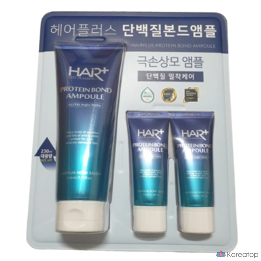 Набор протеиновых ампул Hair Plus Protein Bond Ampoule большого объема для ухода за сильно поврежденными волосами.