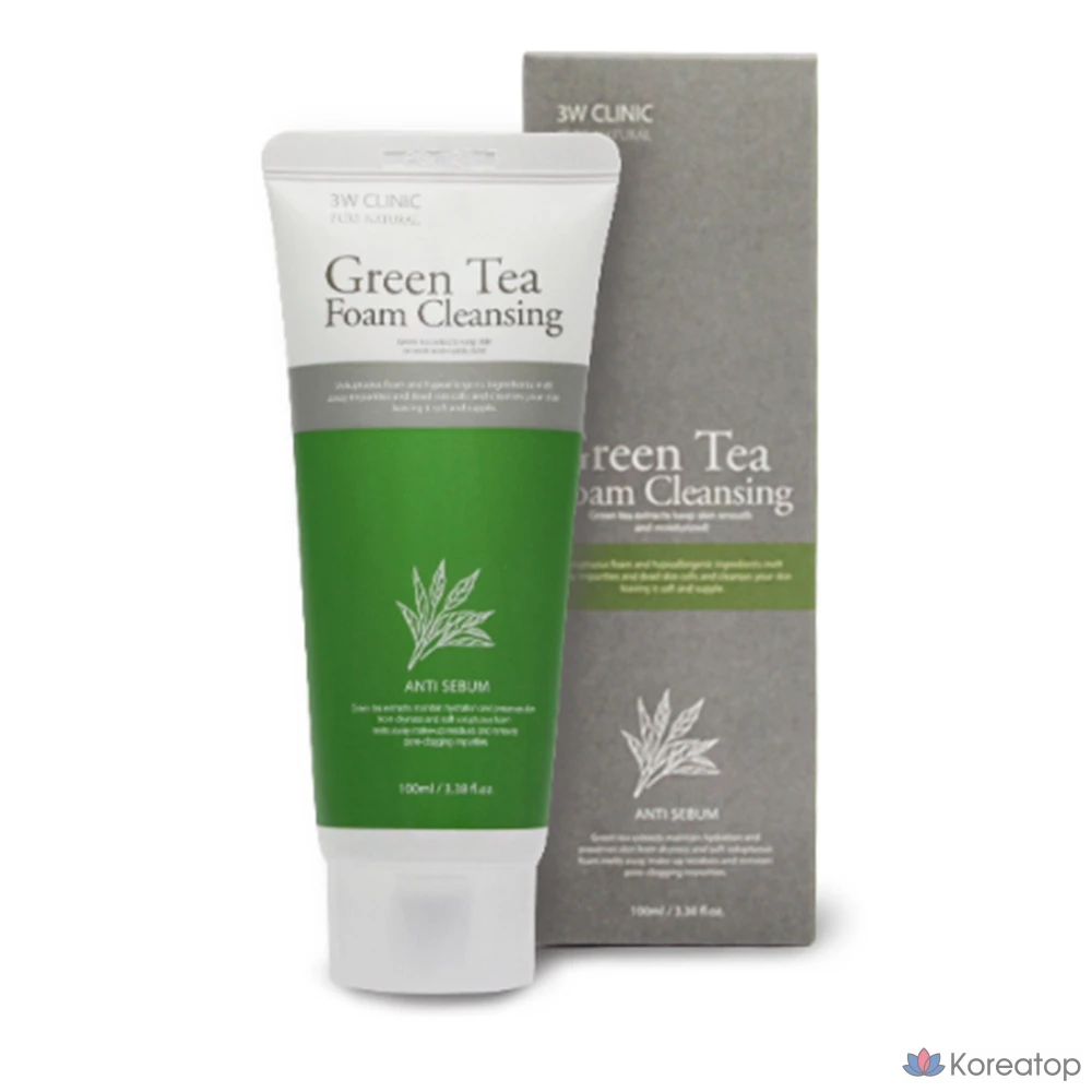Очищающая пенка 3W Clinic Green Tea Pore Cleansing Foam, 1 шт.