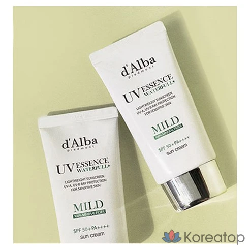 Солнцезащитный крем для чувствительной кожи d&#039;Alba SPF 50+ PA+++ + 50 мл x 2 упаковки + Балансирующий веганский гель для умывания, набор из 3 мл x 5 упаковок