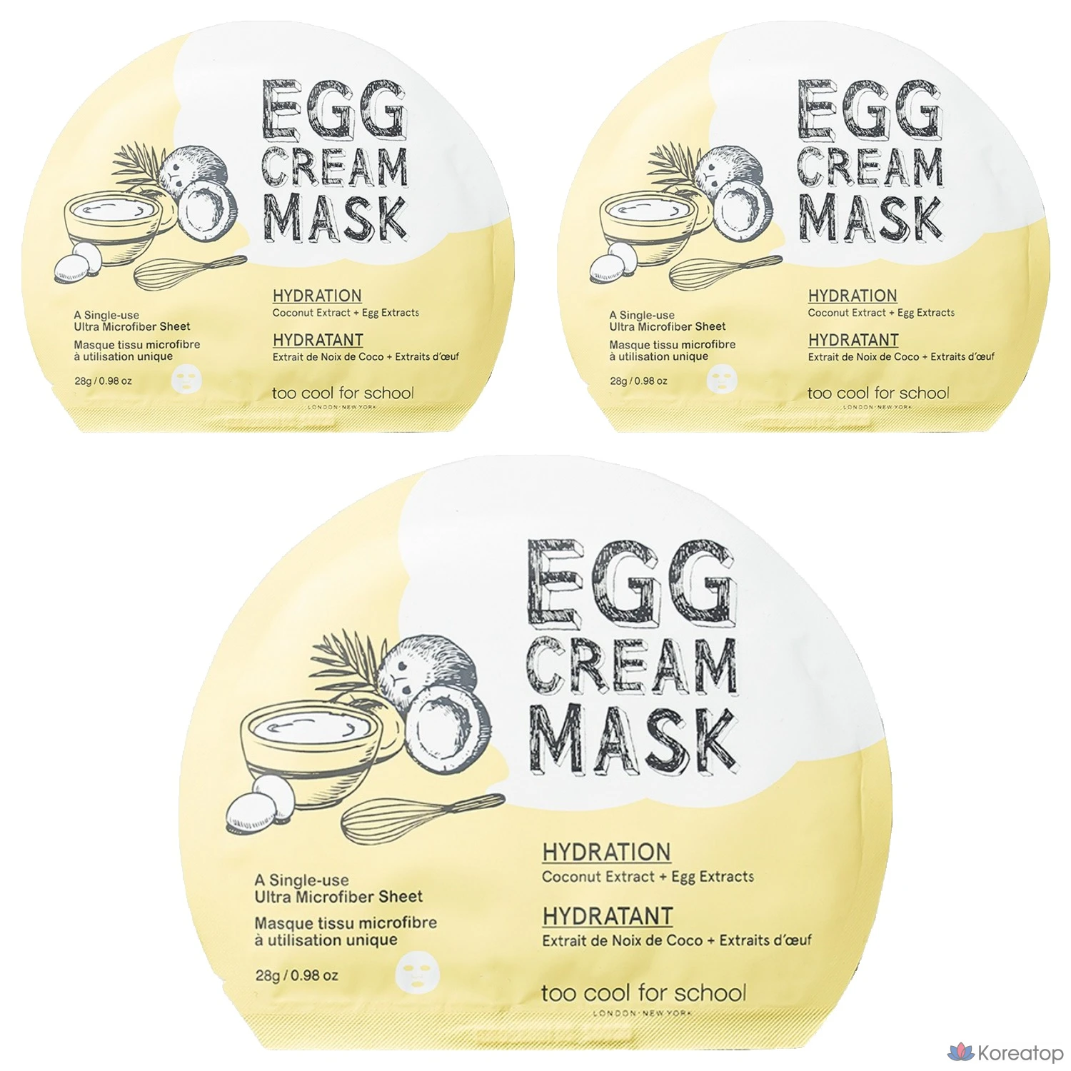 Увлажняющая маска для лица Too Cool For School Egg Cream Mask, 3 шт., 1 упаковка