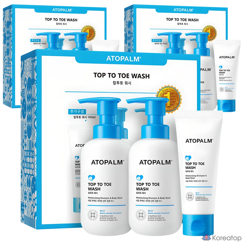 Детское универсальное средство для мытья Atopalm Top to Toe Baby All-in-One Wash 300 мл x 2, 100 мл, 3 набора