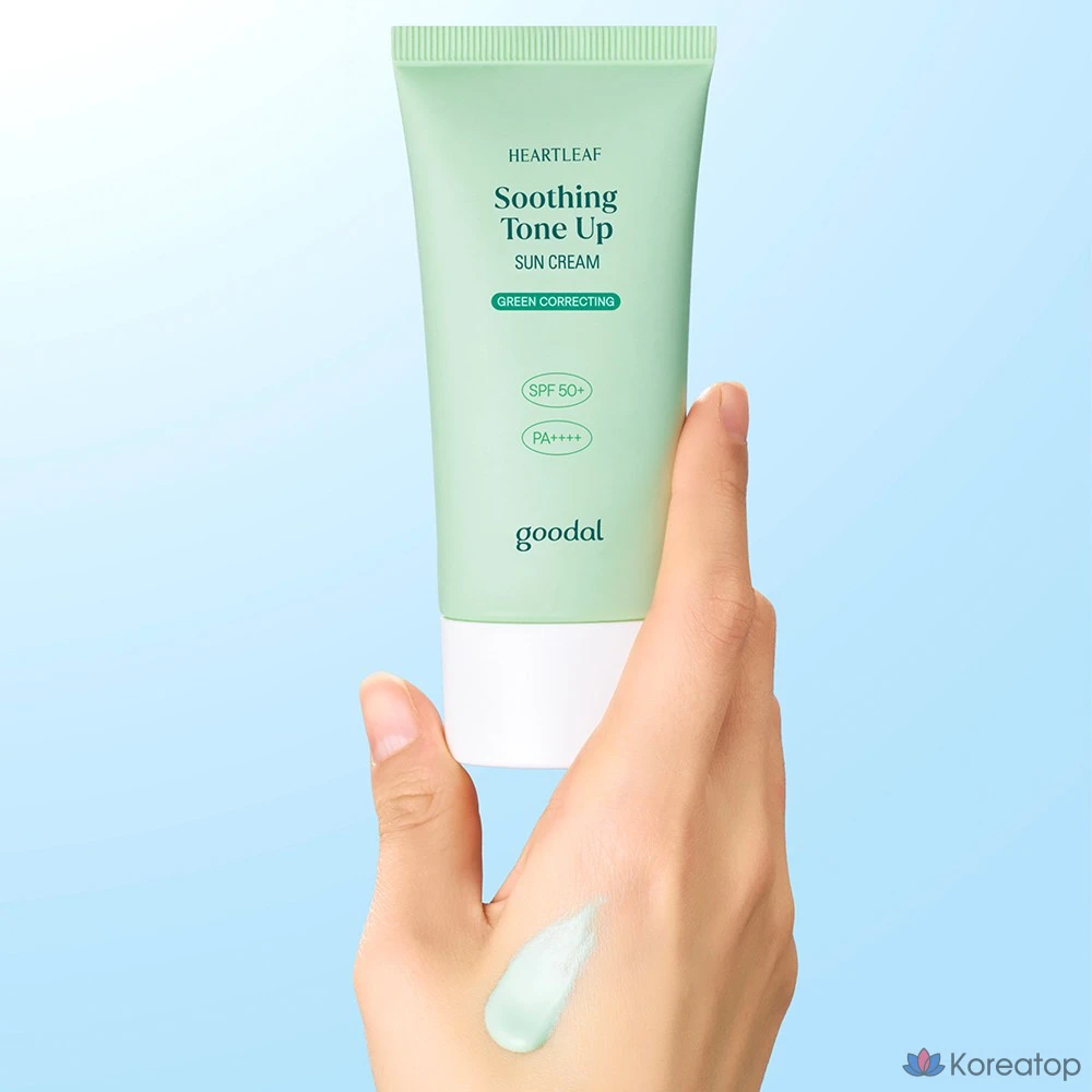 Успокаивающий солнцезащитный крем Goodal Eoseongcho с зеленым тонирующим эффектом SPF50+PA++++, 50 мл, 3 комплекта, фото 2