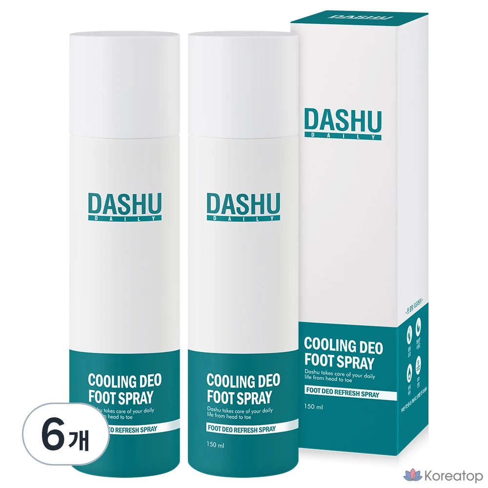 Охлаждающий дезодорант-спрей для ног DASHU, 1 шт., упаковка из 6 штук.