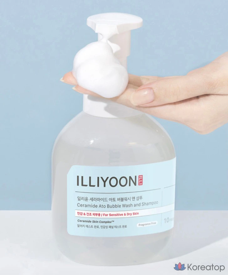 Гель для душа и пена для душа Illiyoon Ceramide Ato Bubble Wash &amp; Shampoo, без запаха, 400 мл, 1 шт.