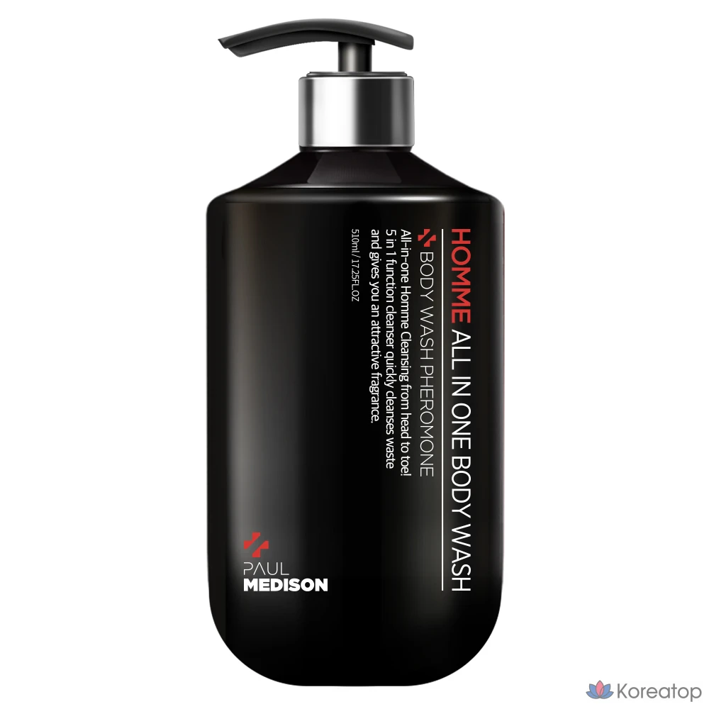 Гель для душа PAUL MEDISON Homme All-in-One с ароматом феромонов, 510 мл, 1 комплект.