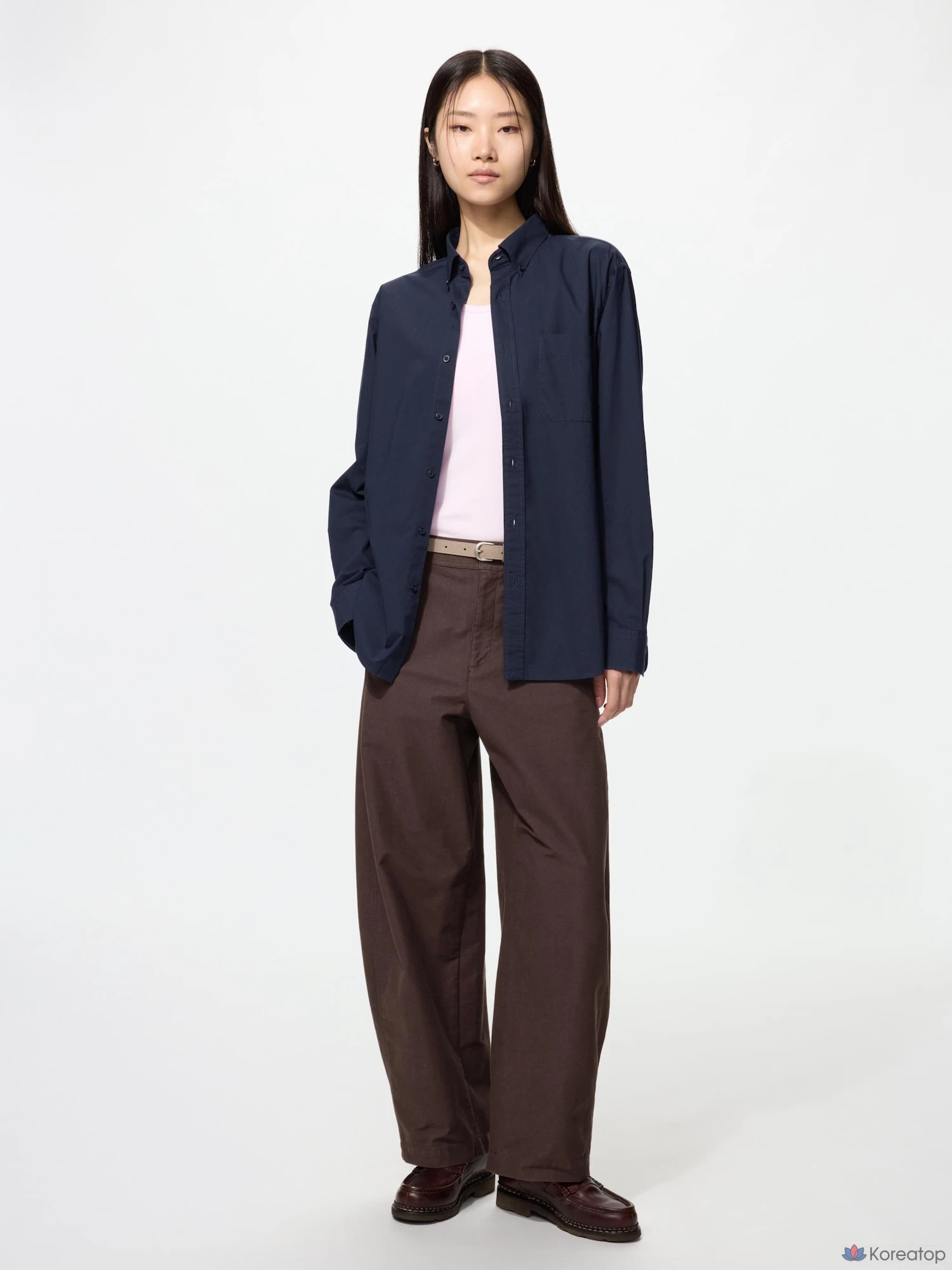 Рубашка Uniqlo Broadcloth Button-Down Collar Shirt