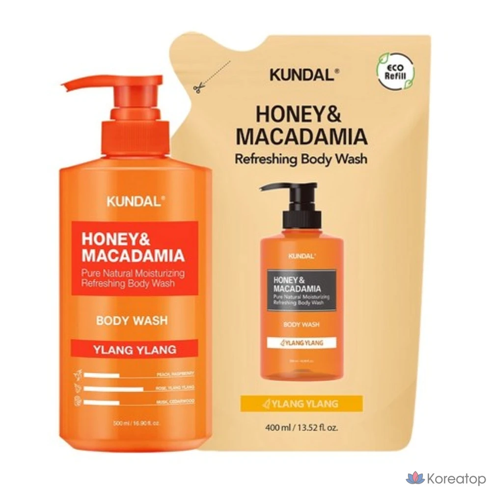 Гель для душа Kundal с медом и макадамией, иланг-иланг, 900 мл, 1 шт.