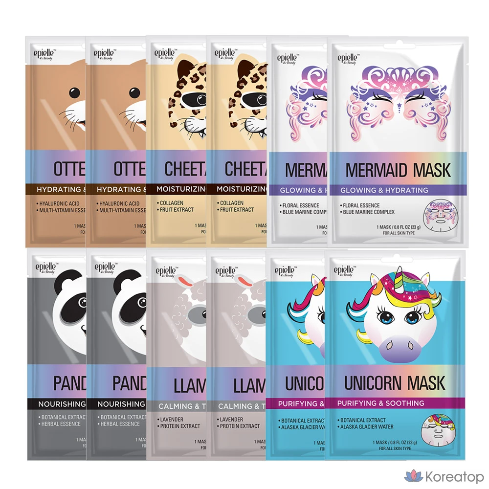 Набор масок с персонажами Epielle, 12 штук, 1 упаковка, 12 штук.