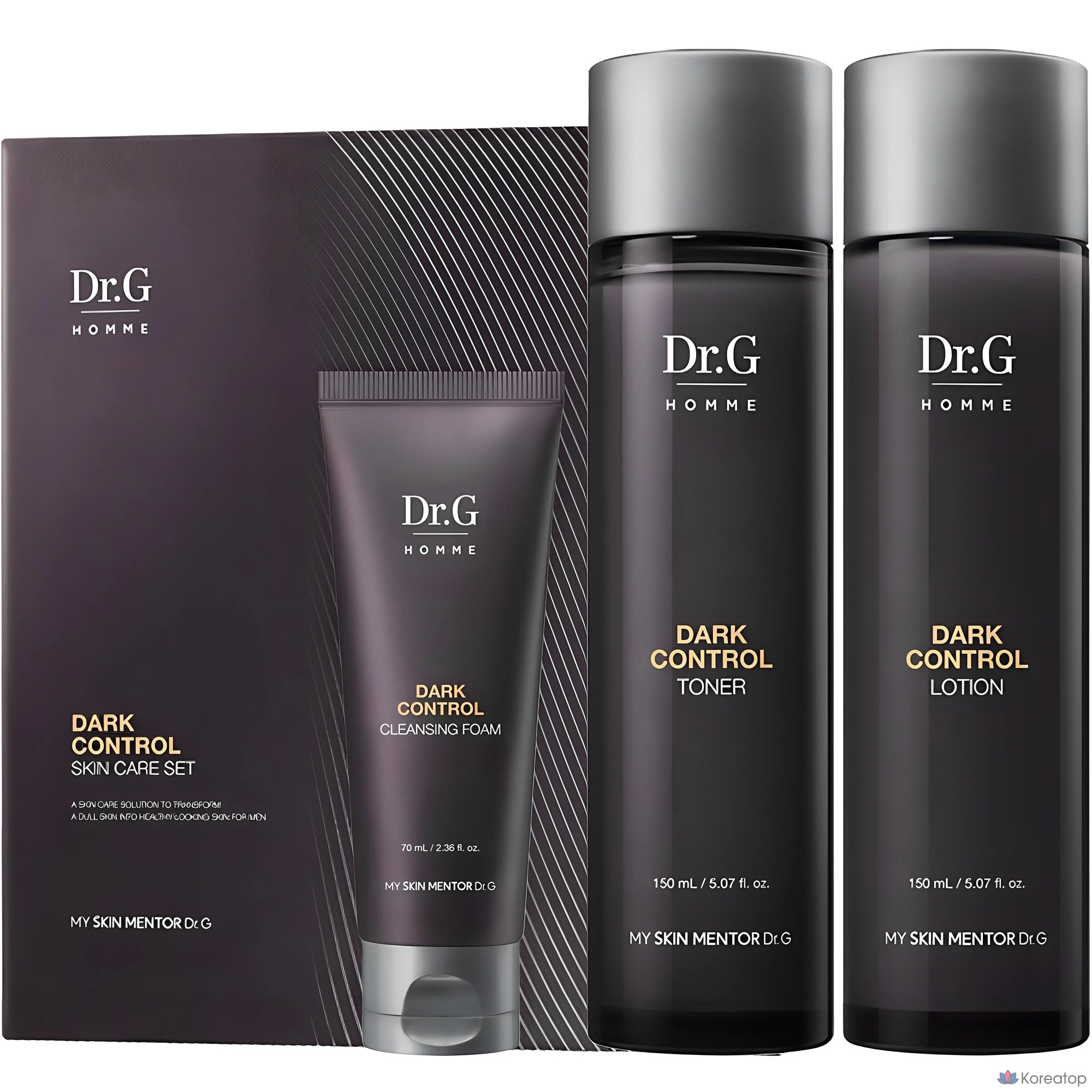 Набор Dr.G Homme Dark Control: тоник для лица 150 мл + лосьон 150 мл + очищающая пенка 70 мл, 1 комплект.