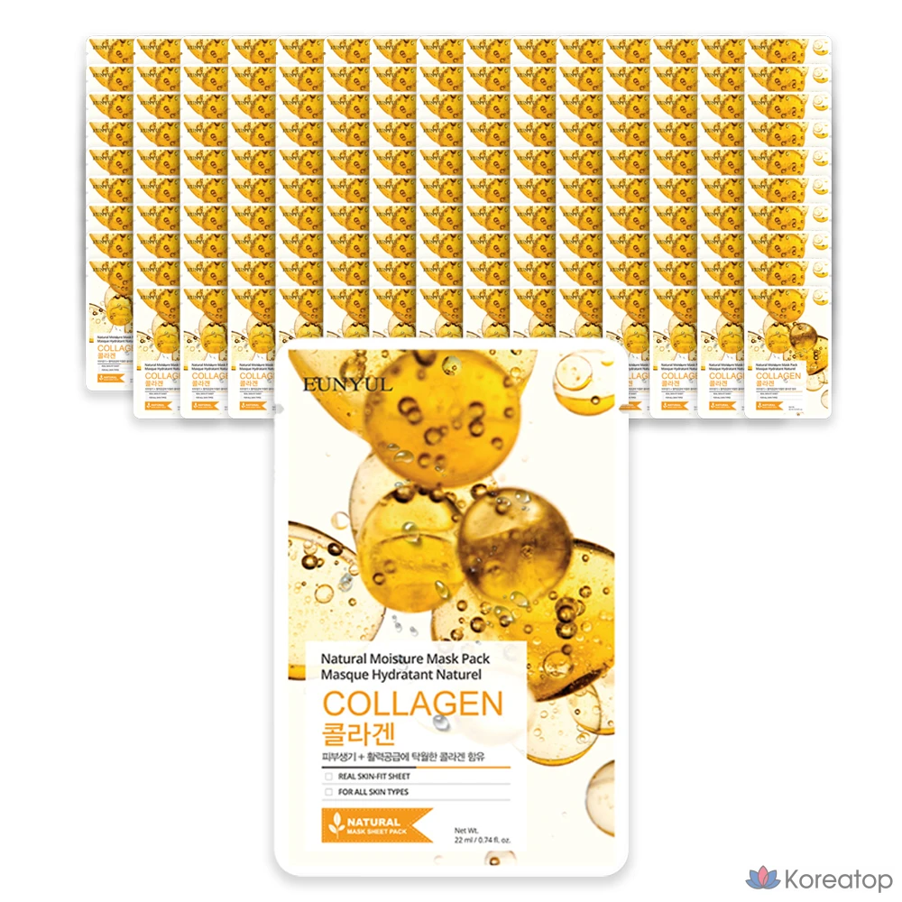 Набор увлажняющих коллагеновых масок Eunyul Natural Moisture, 1 упаковка, 150 листов.