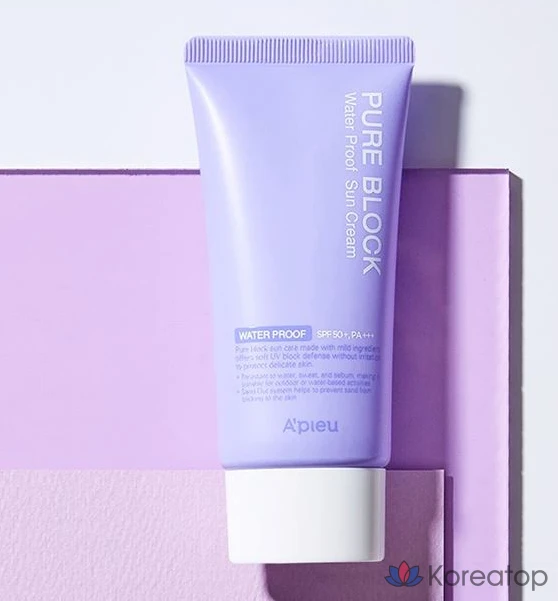 Натуральный водостойкий солнцезащитный крем A'Pieu Pure Block SPF50+ PA+++, 50 мл, 1 шт.