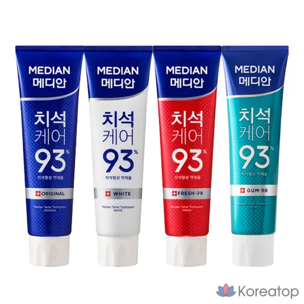 Зубная паста Median Tartar Care, 4 вида (оригинальная, белая, от неприятного запаха изо рта, для десен), 2 набора, 120 г