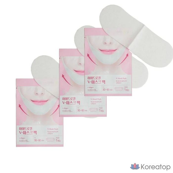 Набор из 3 гидрогелевых V-образных масок Pack Me In для повышения эластичности кожи, лифтинга и коррекции V-образной линии лица с коллагеном, роликовые маски для лица, 1 шт.