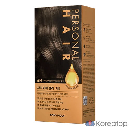 Крем-краска для волос Tony Moly Personal Shade Cover, 6N (натуральный коричневый), 1 шт.
