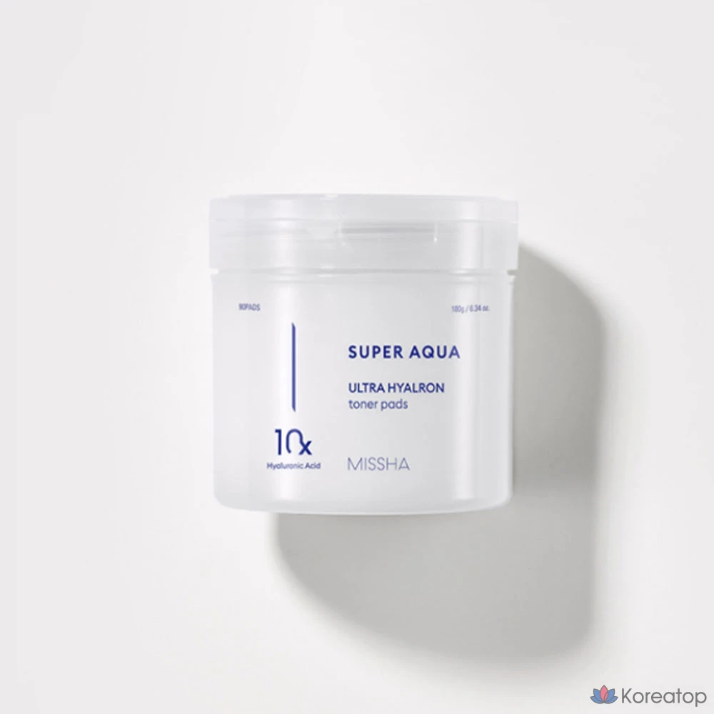 Тонизирующие подушечки Missha Super Aqua Ultra Hyalron, 180 г, 90 листов, 1 упаковка.