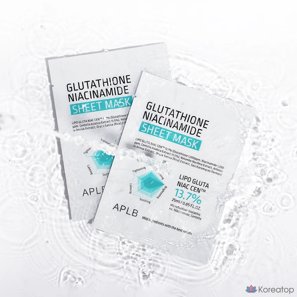 Тканевая маска для лица APLB Glutathione Niacinamide Sheet Mask, 60 шт., фото 3