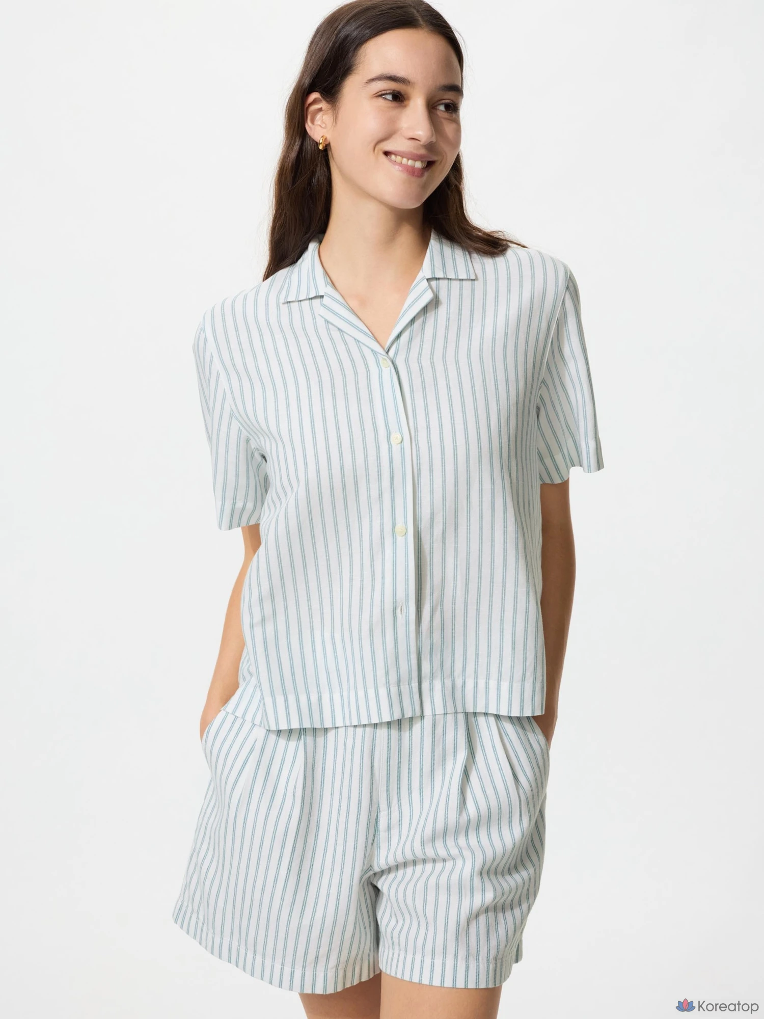 Шорты Uniqlo Linen Cotton Short Pants, в полоску