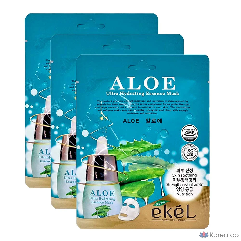 Ekel Aloe Ultra Hydrating Essence Mask, 25 мл x3 листа, фото 3