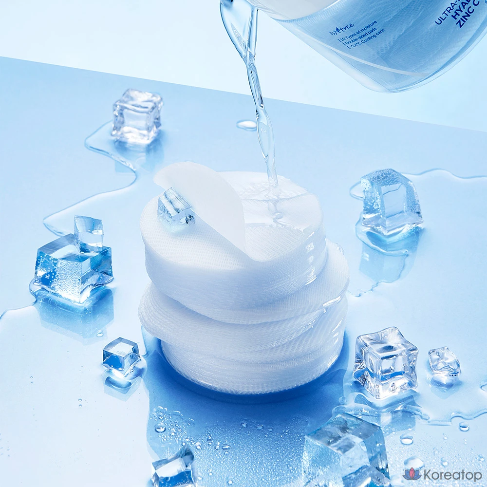 Охлаждающая подушечка Isntree с ультранизкомолекулярной гиалуроновой кислотой и цинком, 150 мл, 60 листов, 1 шт.