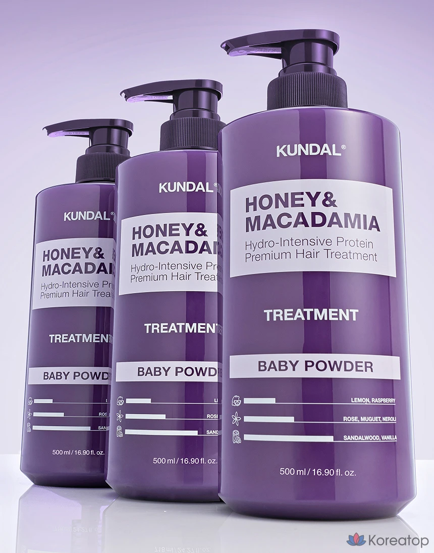 Средство для ухода за волосами Kundal с медом и макадамией, аромат детской присыпки, 500 мл, 1 шт., фото 4