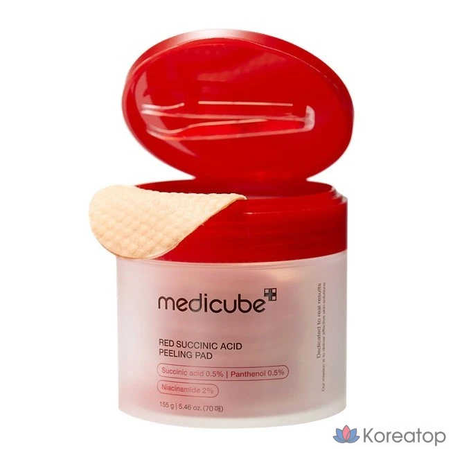 Отшелушивающие подушечки Medicube с красной янтарной кислотой, 70 листов, 1 упаковка.