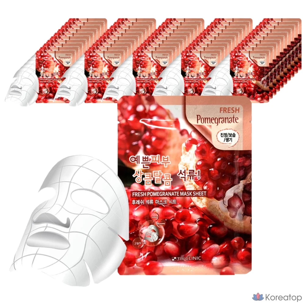Тканевая маска для лица 3W Clinic Fresh Pomegranate Mask, 1 упаковка, 50 листов